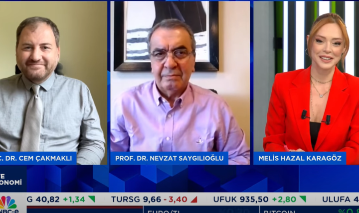 Bölüm Başkanımız Prof. Dr. Nevzat Saygılıoğlu, 1 Eylül 2025 günü CNBC-e televizyonunda "4'TE EKONOMİ" programını sunan Melis Hazal Karadeniz'in konuğu oldu.